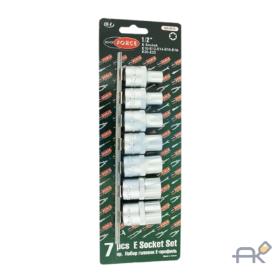 Набор головок Е-профиль 7пр. 1/2(E10.E12.E14.E16.E18.E20.E22). на планке (RF-4073)